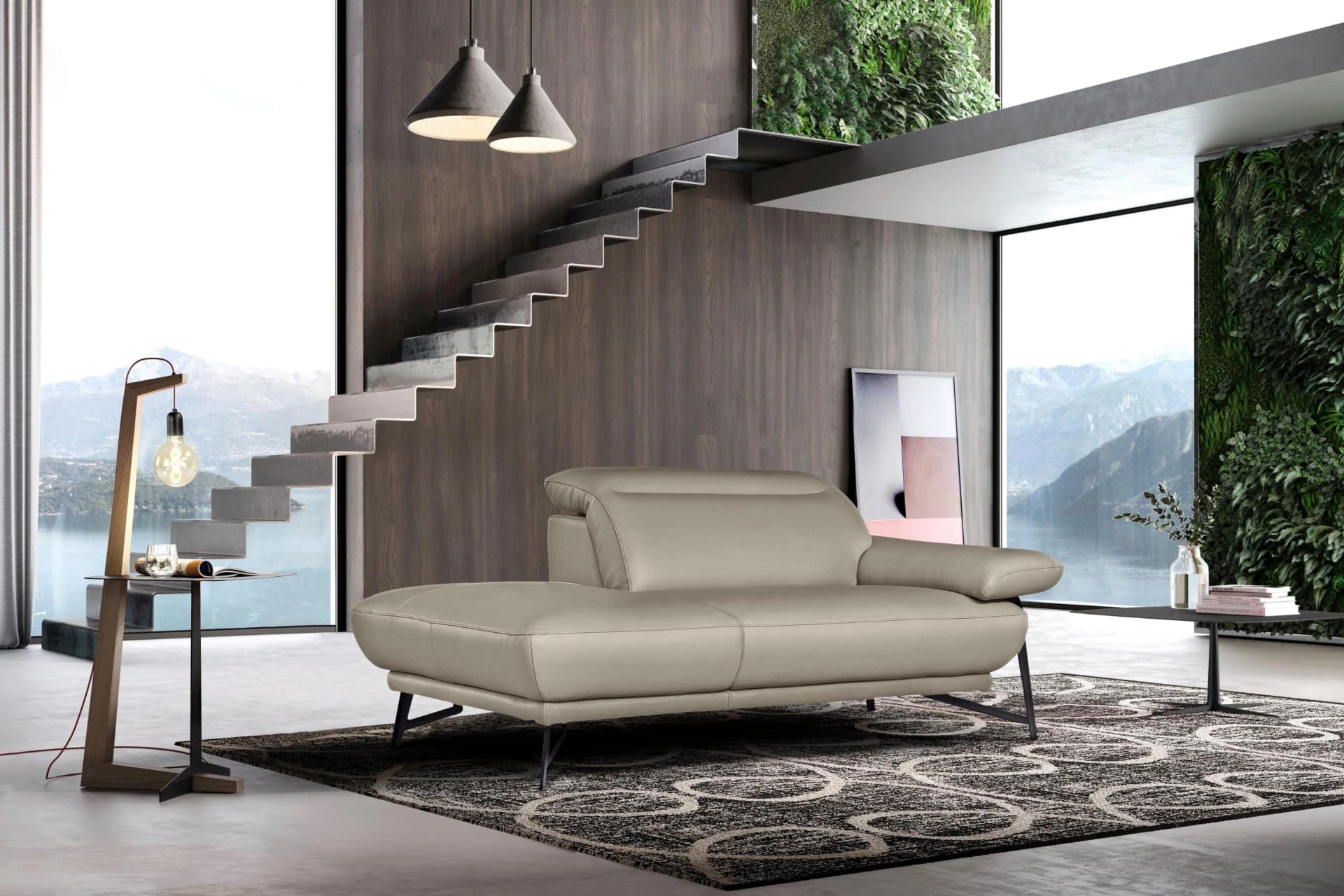 EGOITALIANO Anais Designsofa 179 cm Leder CAREZZA Grau