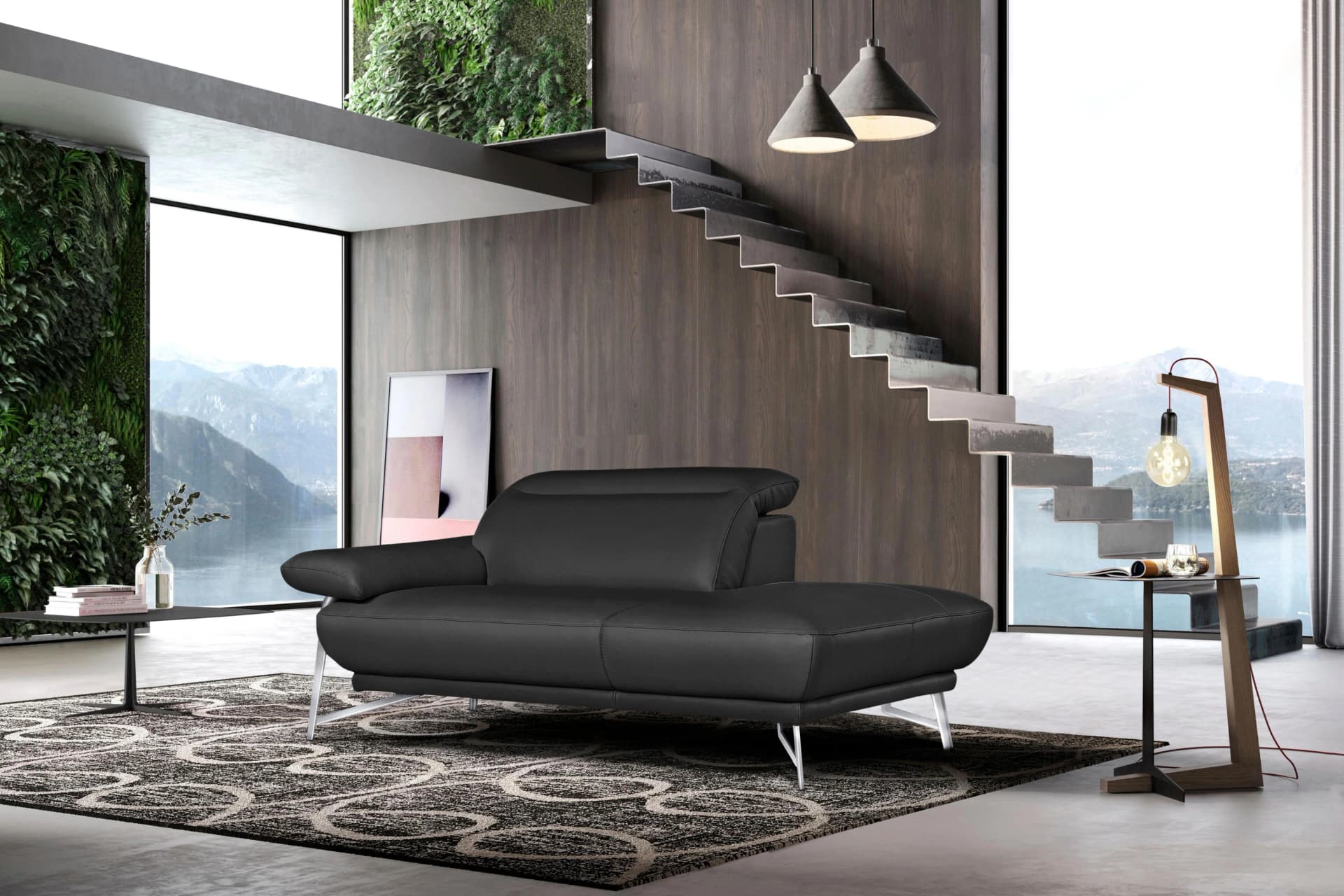 EGOITALIANO Anais Designsofa 179 cm Leder BULL Ottomane rechts Armlehne links
