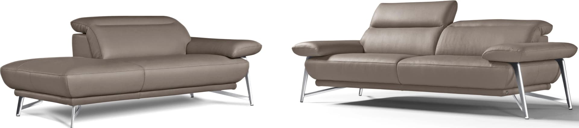EGOITALIANO Sofa Anais Leder BACIO Beige Chrom