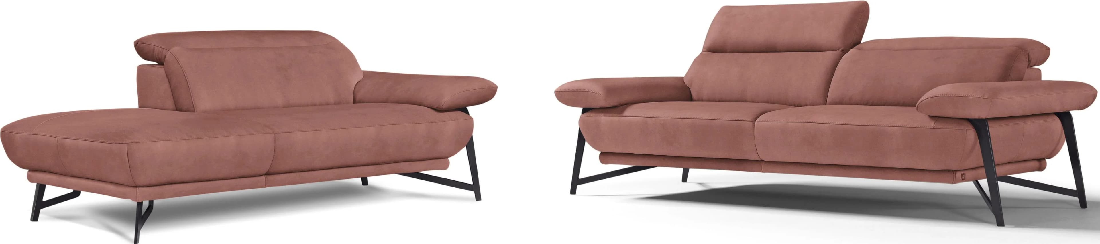 EGOITALIANO Anais Sofa Set, Luxus-Microfaser, Cedar Wood, Ottomane rechts