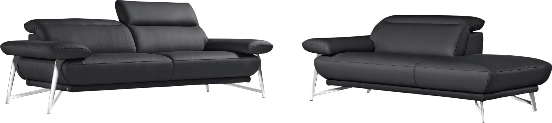 EGOITALIANO Anais Sofa Set Leder BULL Schwarz