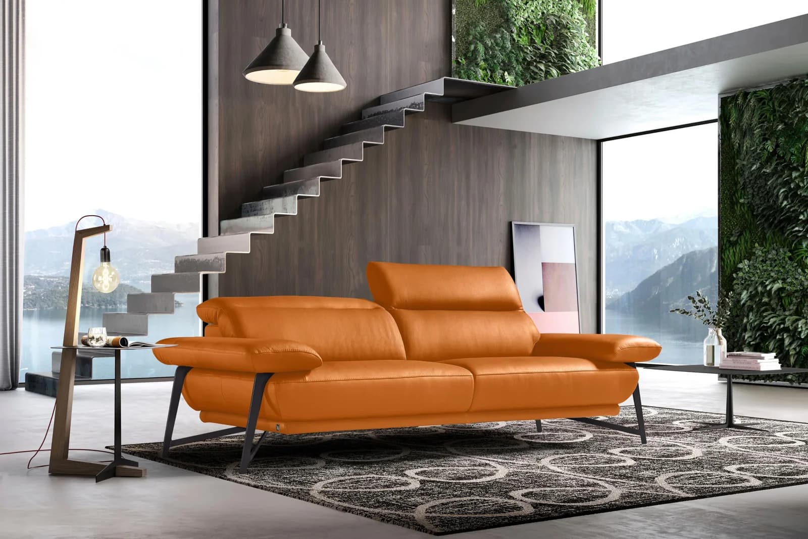EGOITALIANO Anais Designsofa 2,5-Sitzer Orange Leder