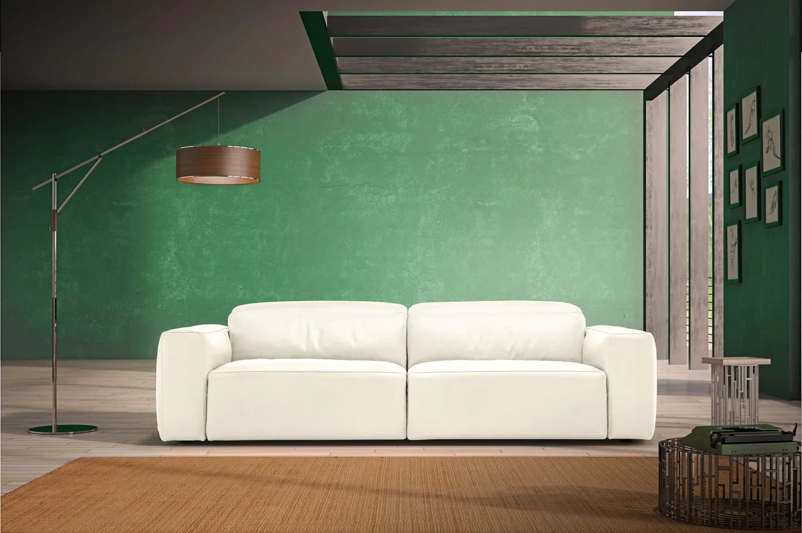 EGOITALIANO Beverly Designsofa 2,5-Sitzer Creme Leder Italien