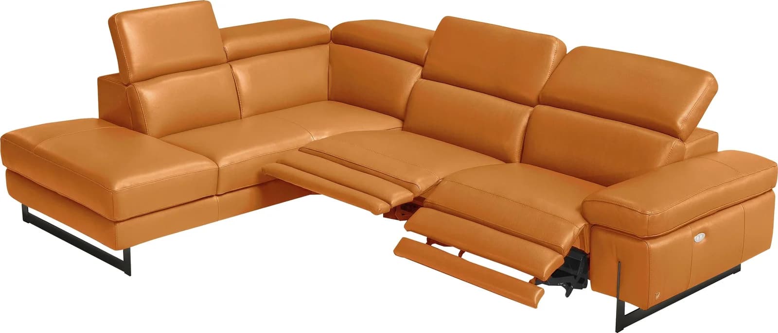 Egoitaliano Ecksofa Candice Orange Leder Relaxfunktion