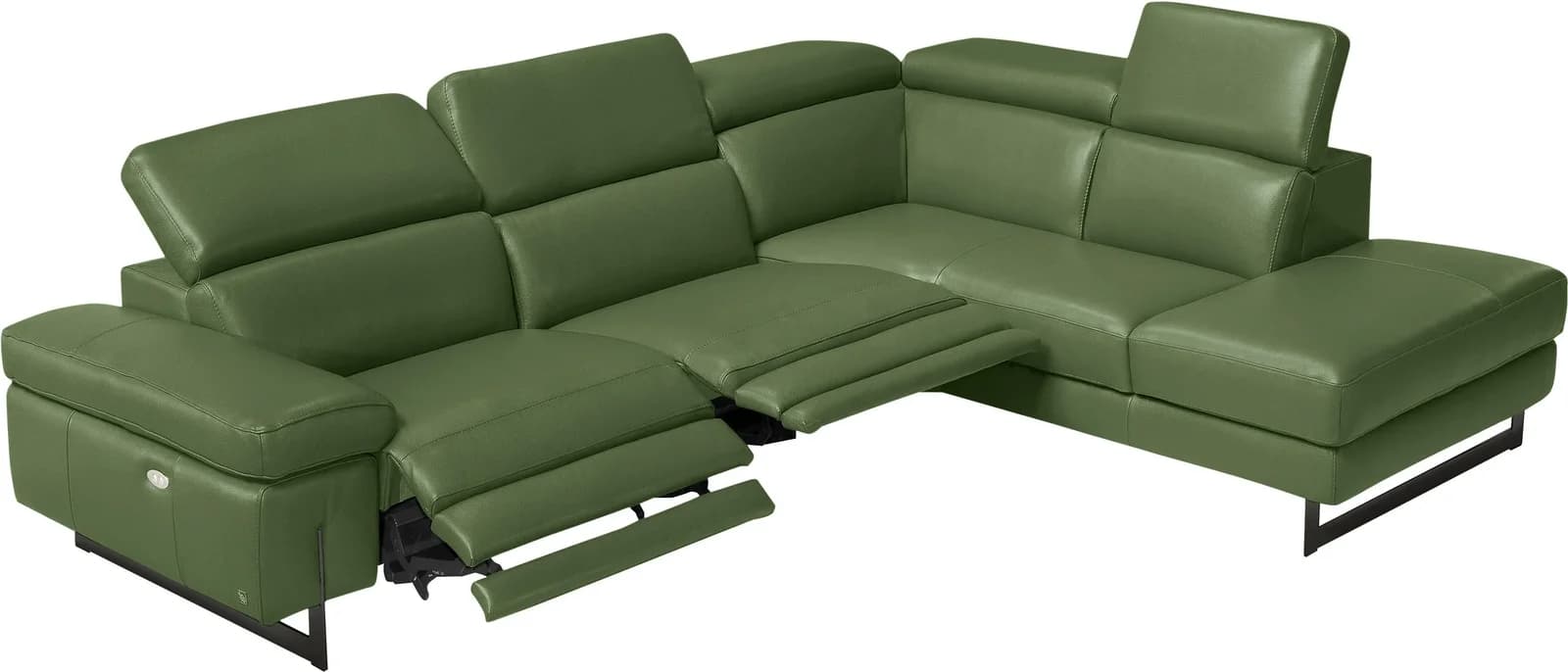 Egoitaliano Ecksofa Candice Grün Leder Relaxfunktion