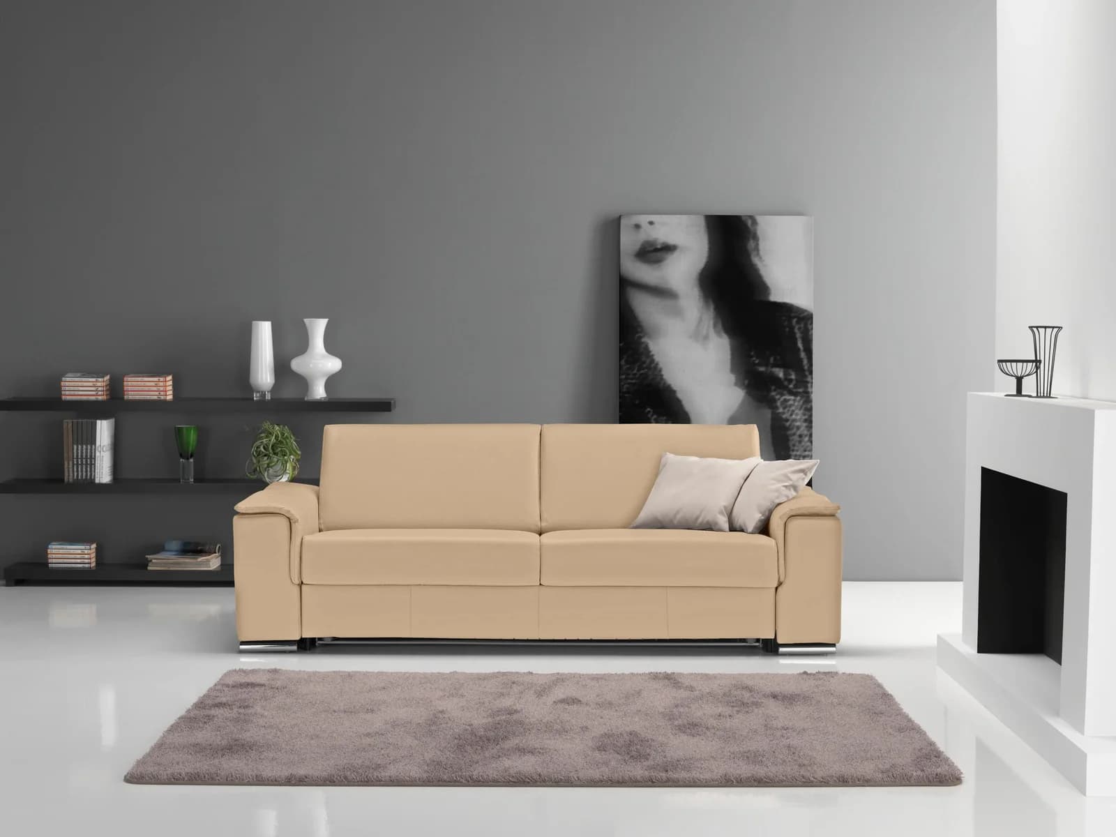 EGOITALIANO Sofa Cecilia 2,5-Sitzer Leder Beige Modern