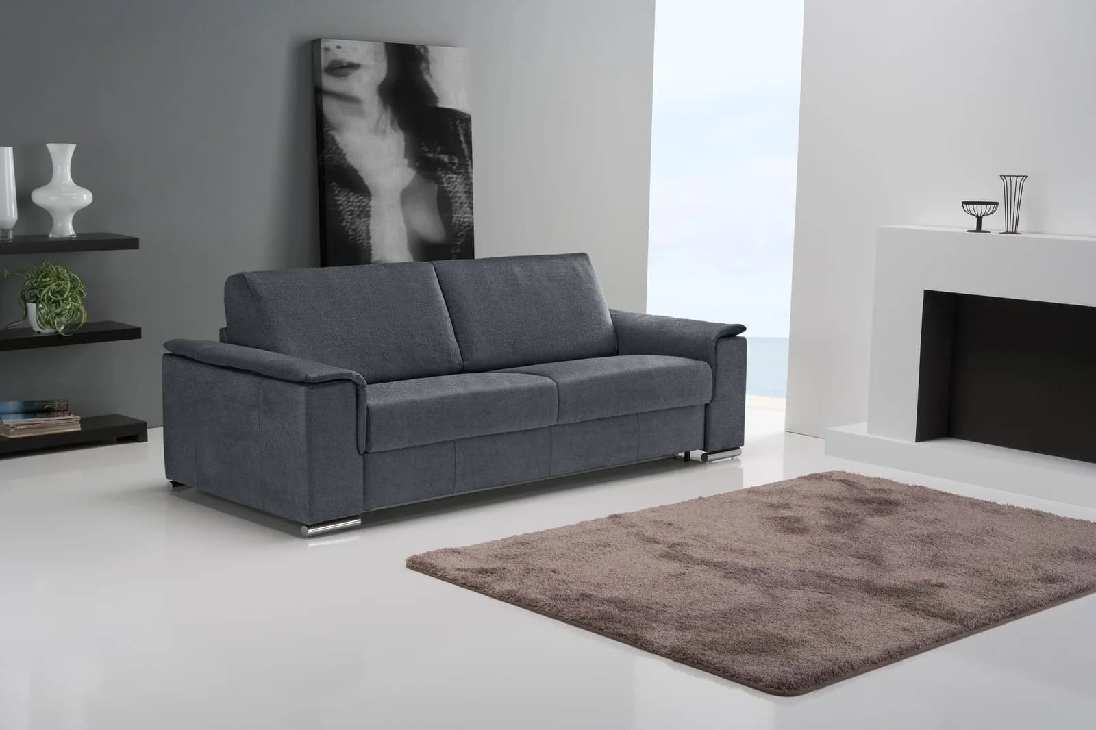 EGOITALIANO Schlafsofa Cecilia Grau Modern mit Matratze