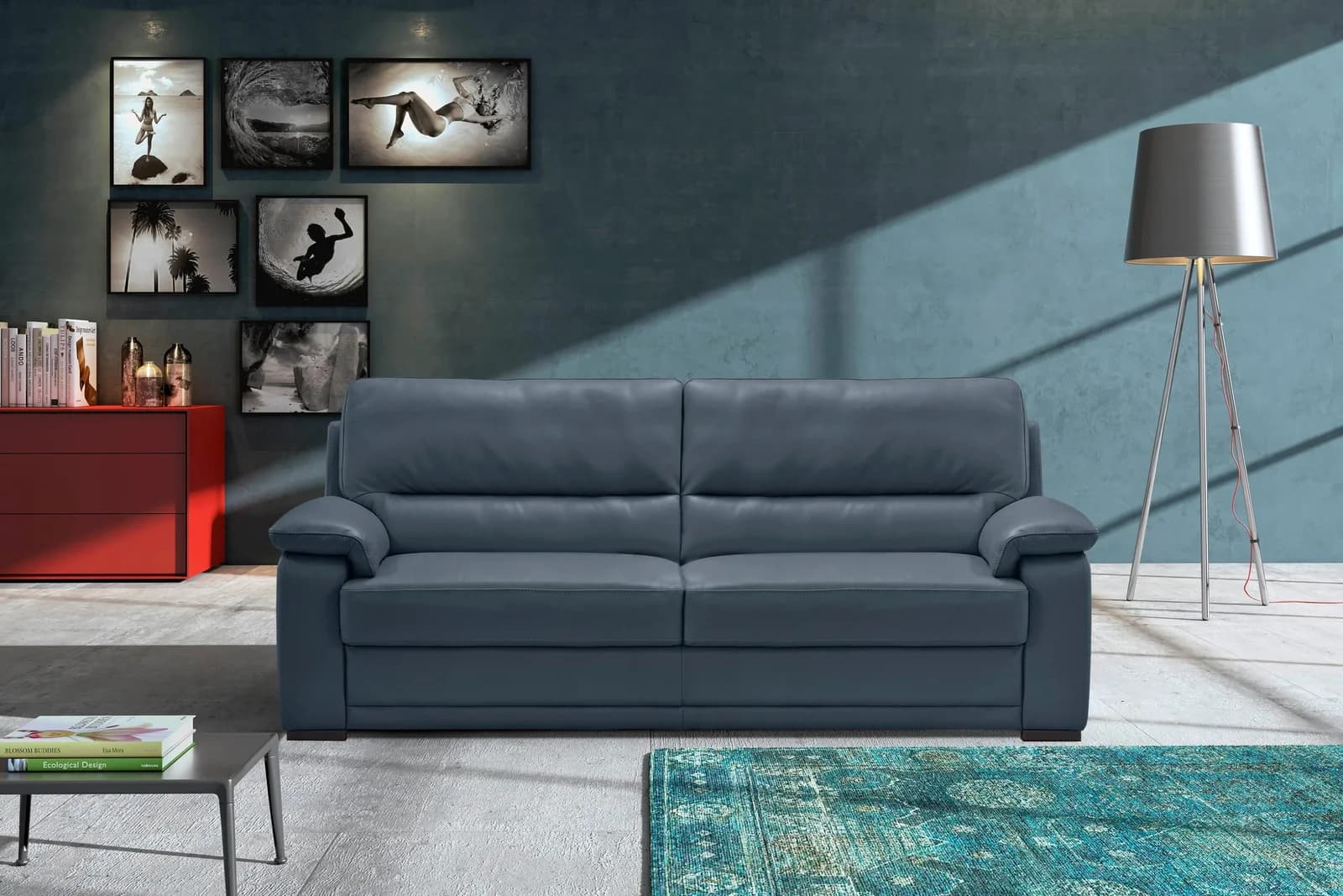 EGOITALIANO Doris Ledersofa 2,5-Sitzer Grau Modern