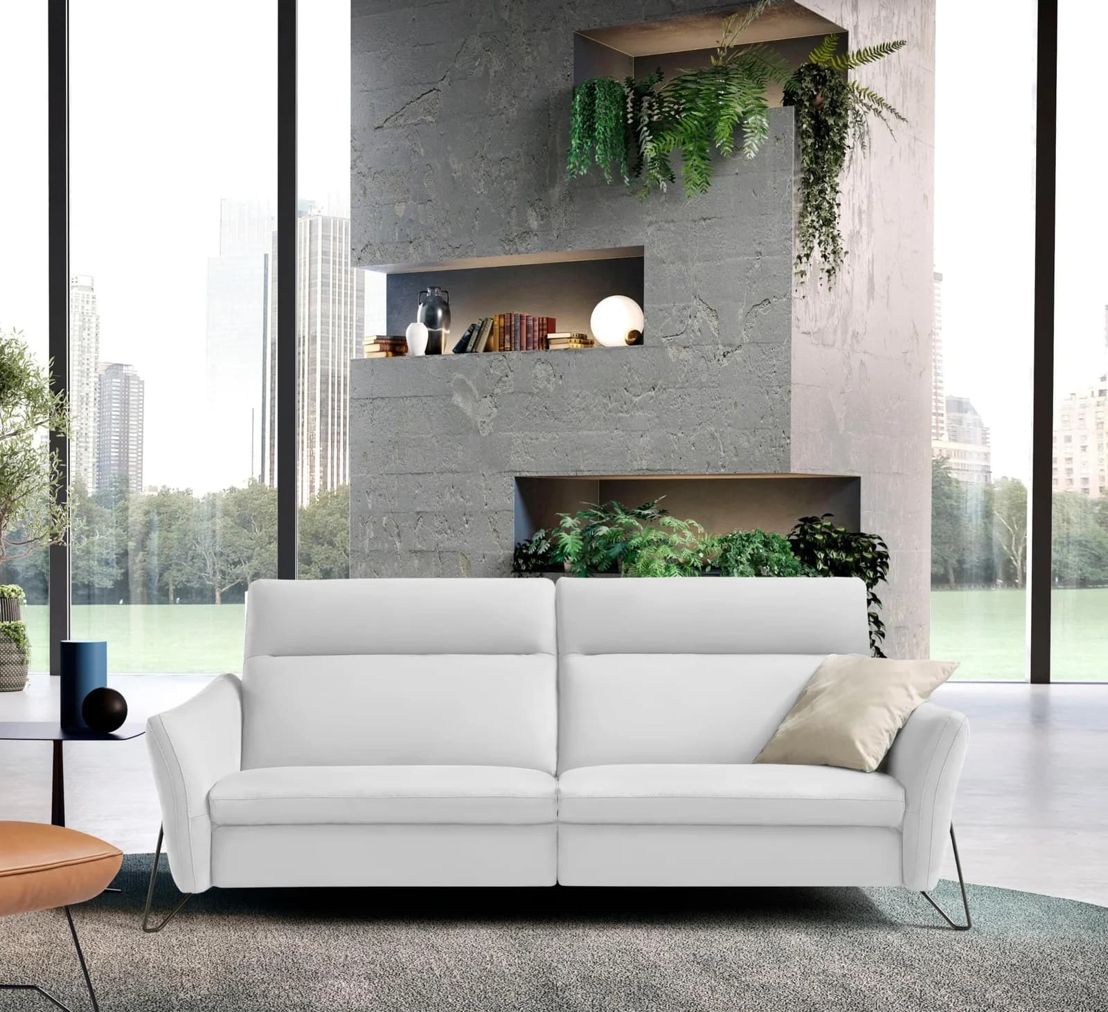 EGOITALIANO Sofa Gaia 2-Sitzer Weiß Leder Elektrisch Relax