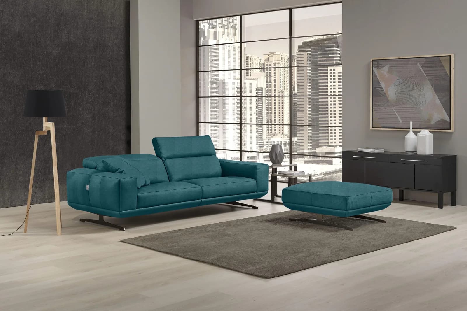 EGOITALIANO Gloria 2,5-Sitzer Sofa Teal Microfaser