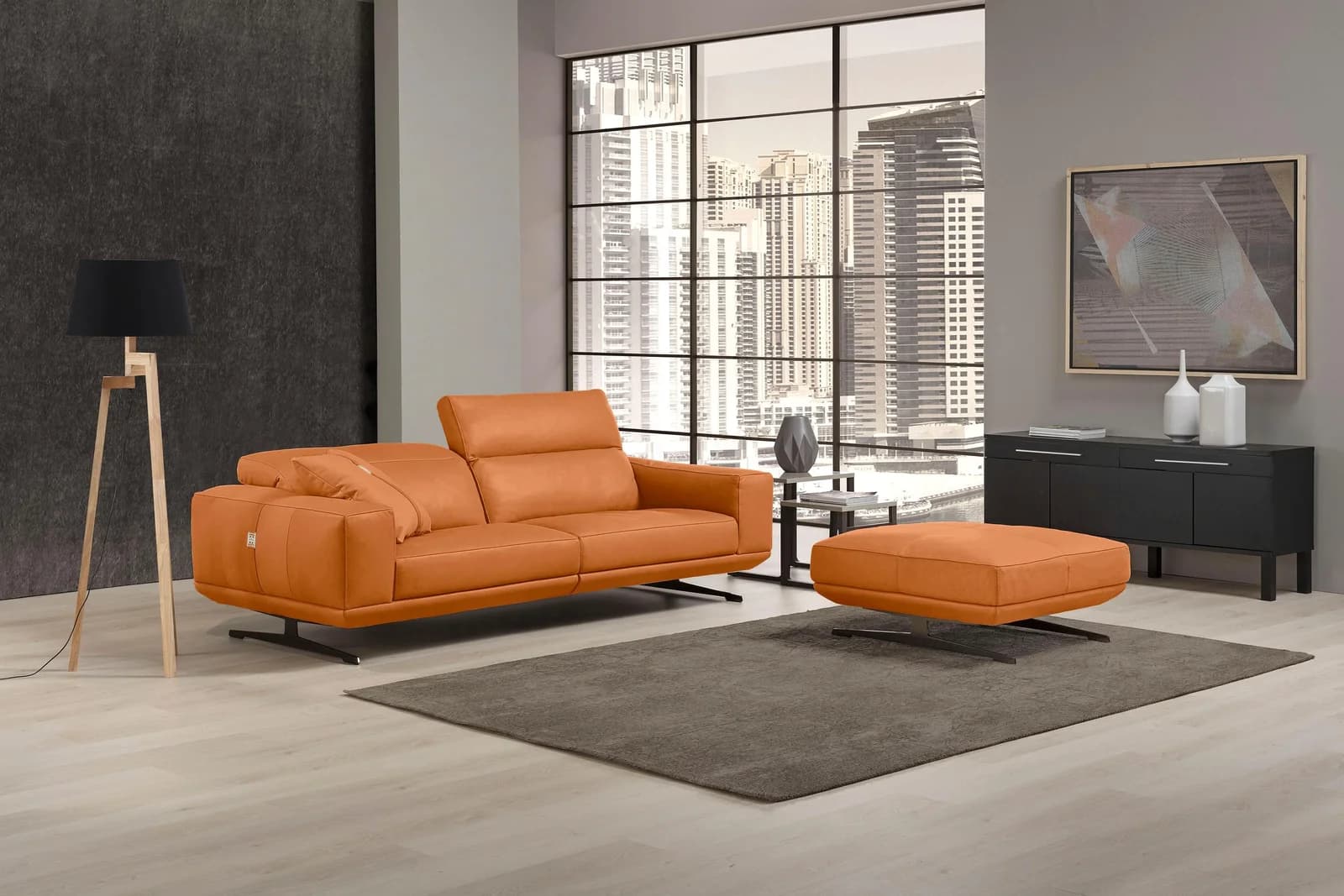 EGOITALIANO Gloria 2,5-Sitzer Sofa Leder Orange