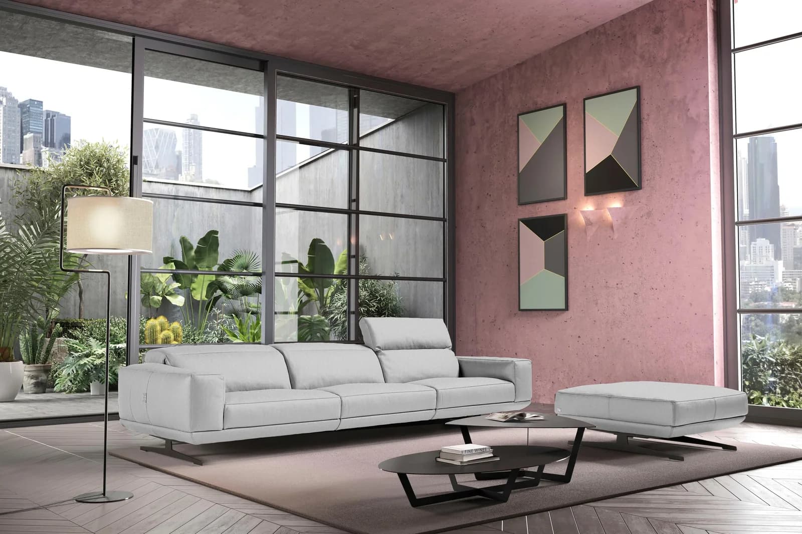 EGOITALIANO Gloria 3-Sitzer Luxus-Microfaser Grau