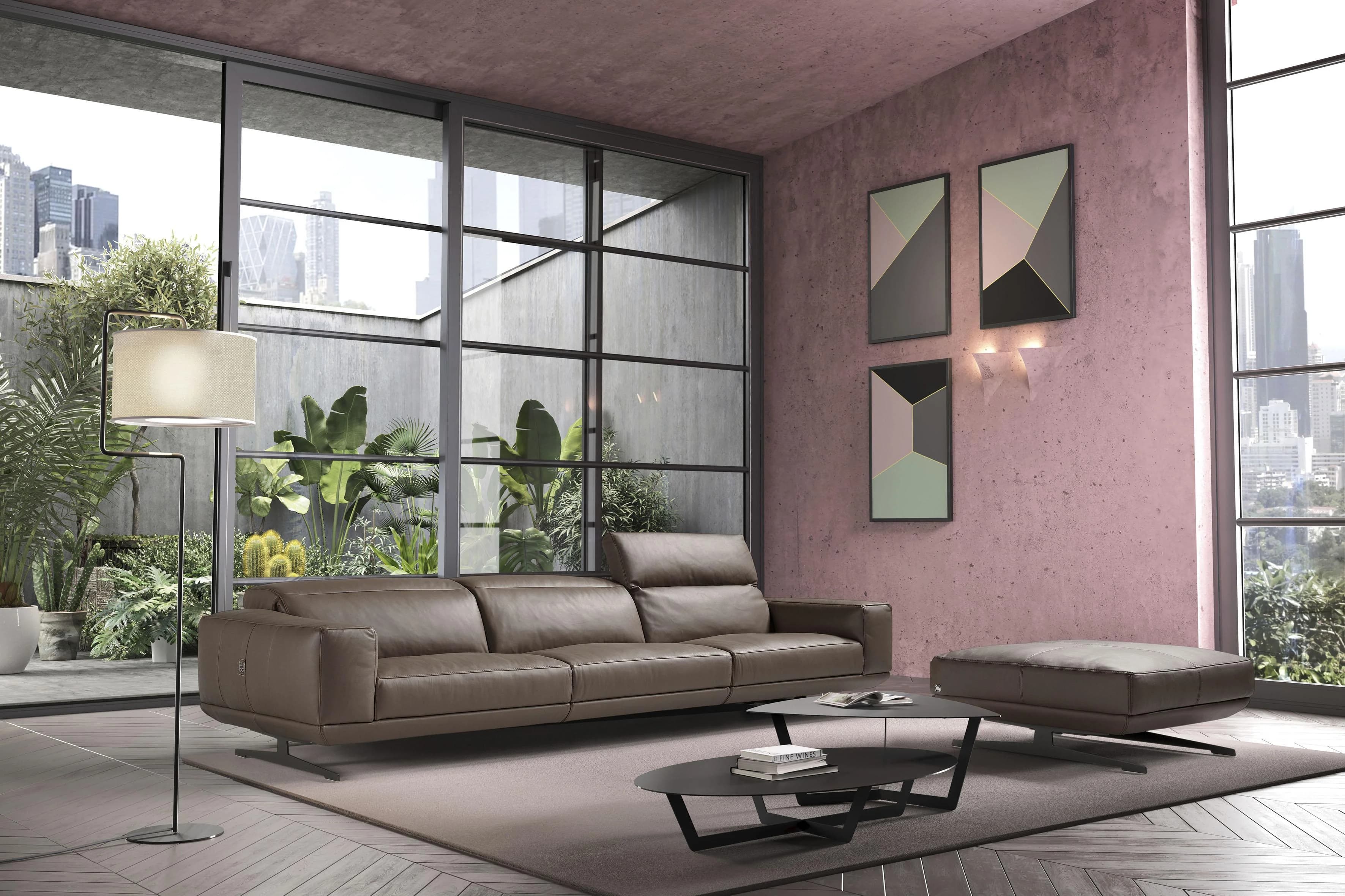 EGOITALIANO Gloria 3-Sitzer-Sofa Beige Echtleder