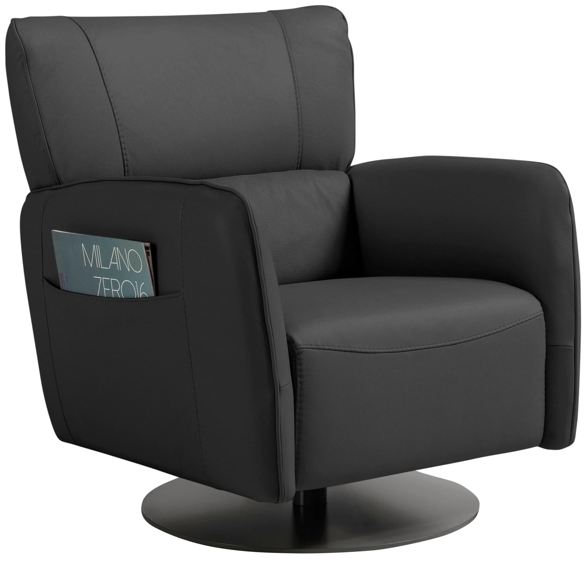 EGOITALIANO Sessel Honey Schwarz Leder Rindsleder