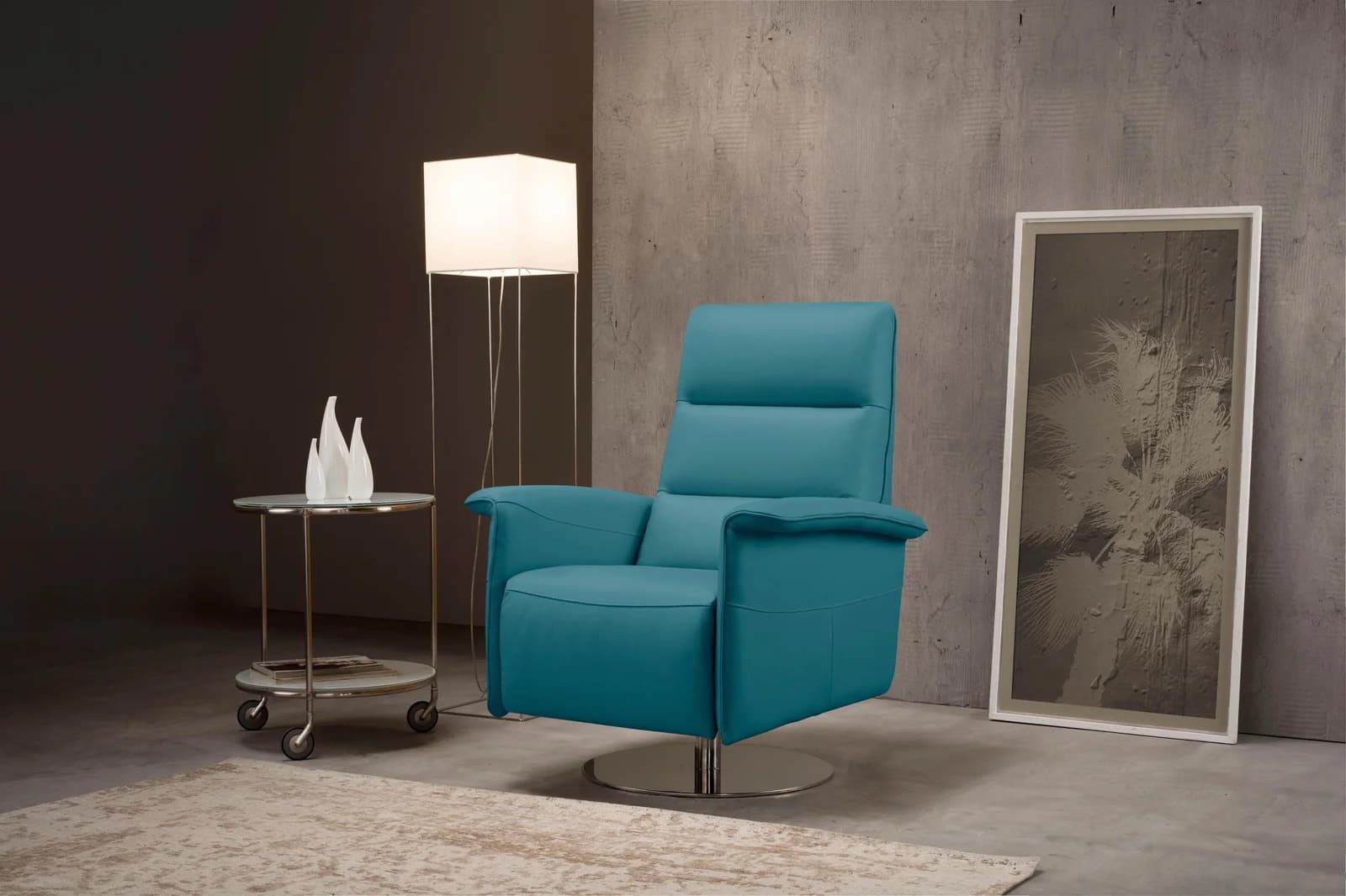 EGOITALIANO Kelly Sessel Türkis Leder Relaxsessel mit Relaxfunktion