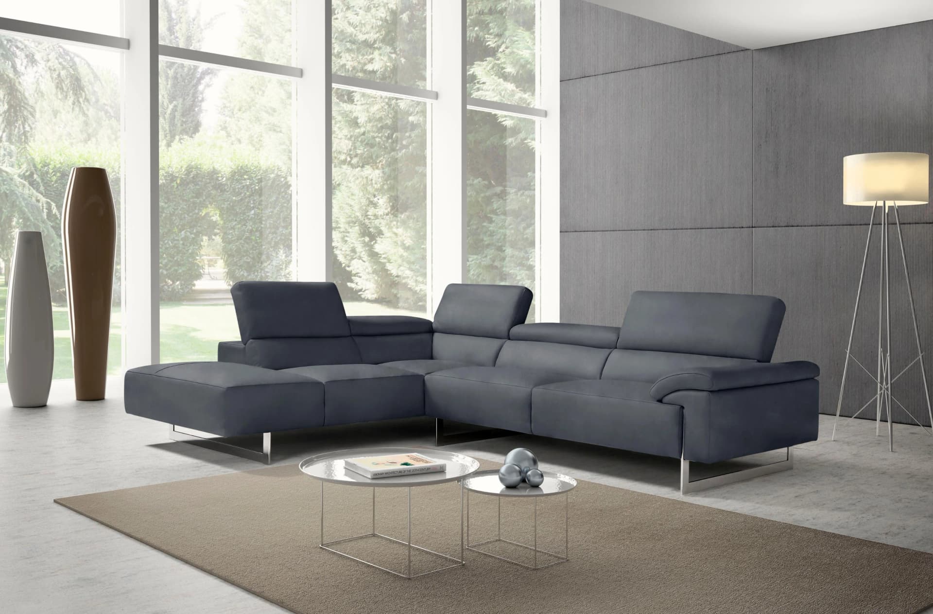 Egoitaliano Ecksofa Malika L-Form Grau Designsofa mit Ottomane
