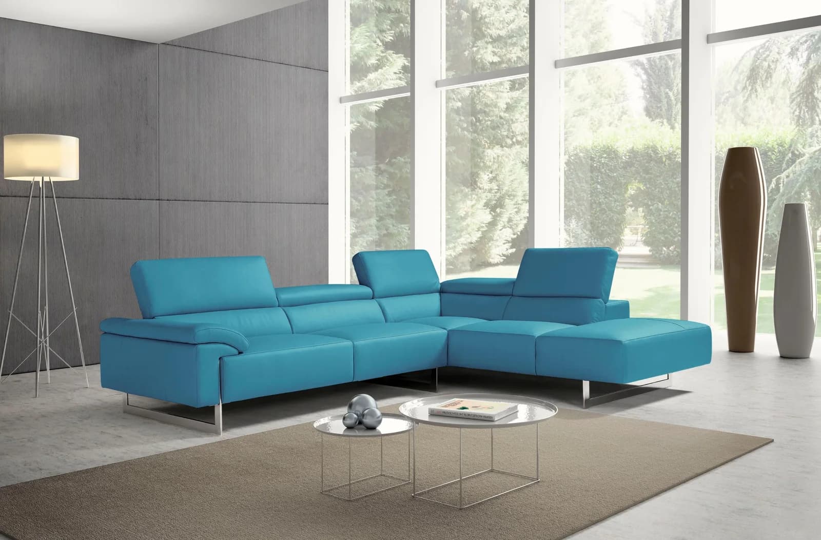 Egoitaliano Ecksofa Malika L-Form Türkis Rindsleder