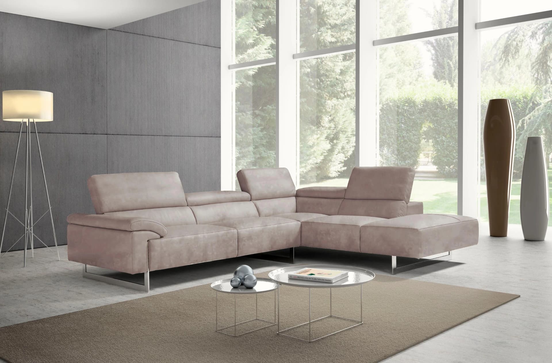 Elegantes Ecksofa in opal grau