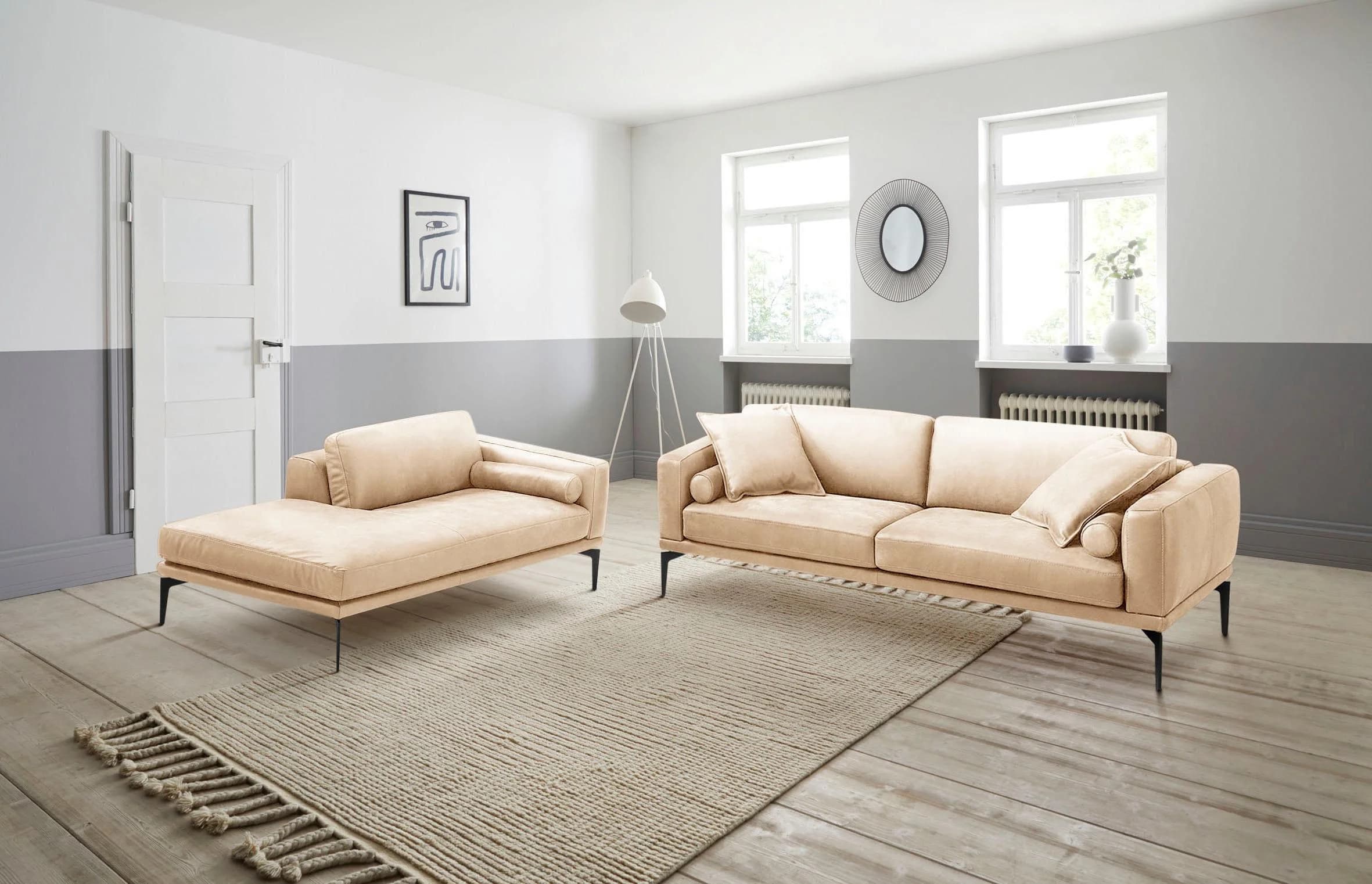 EGOITALIANO Polstergarnitur Masu Beige Leder Gurtunterfederung