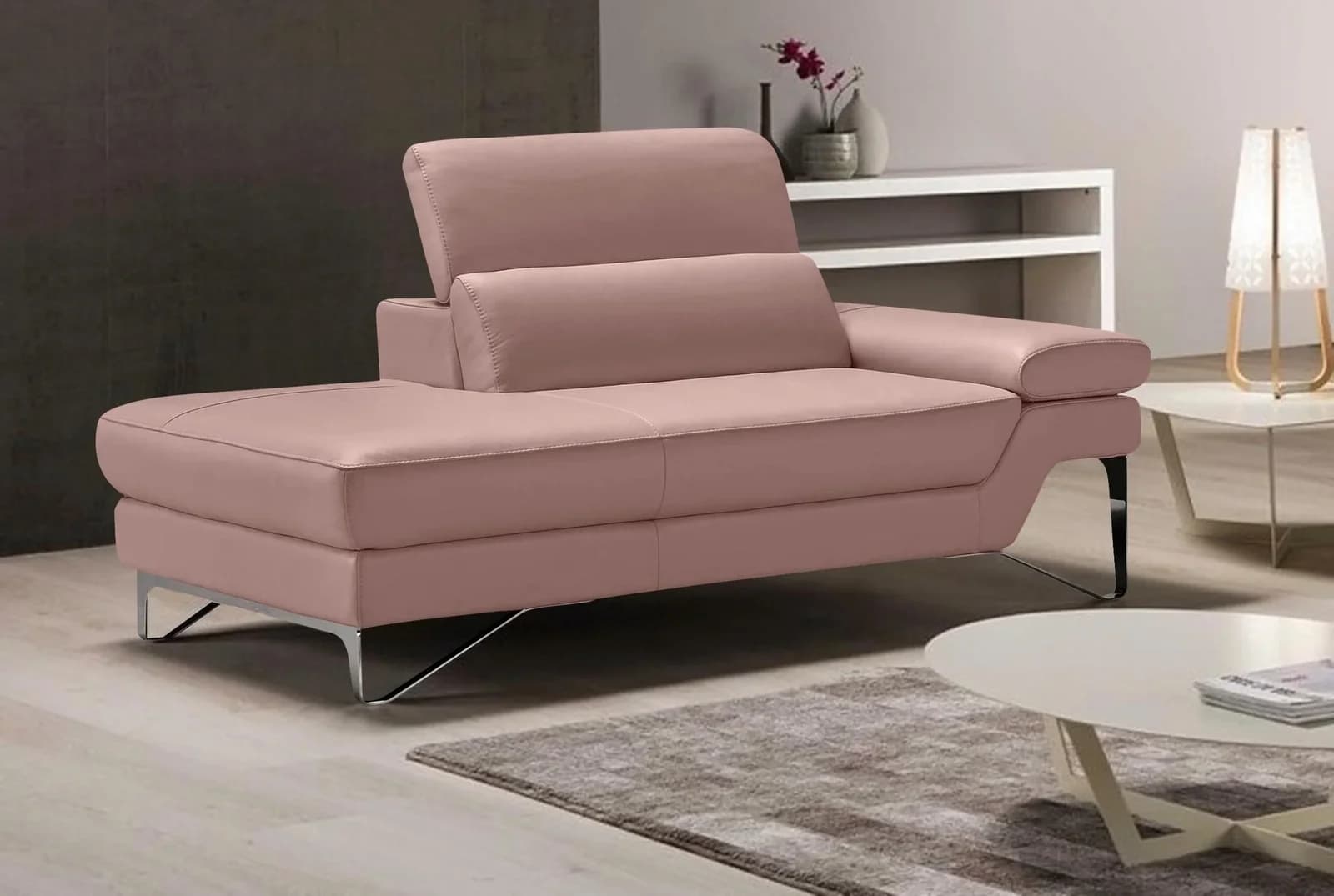 EGOITALIANO Princess Ottomane Altrosa Echtes Leder Designsofa