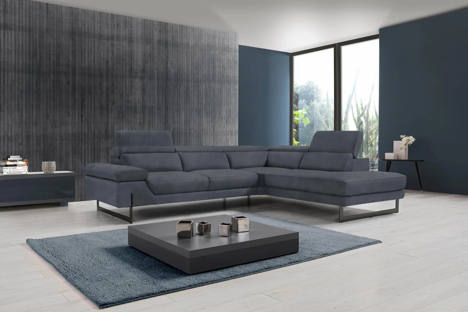 EGOITALIANO Ecksofa Queenie Grau L-Form Luxus-Microfaser Leder