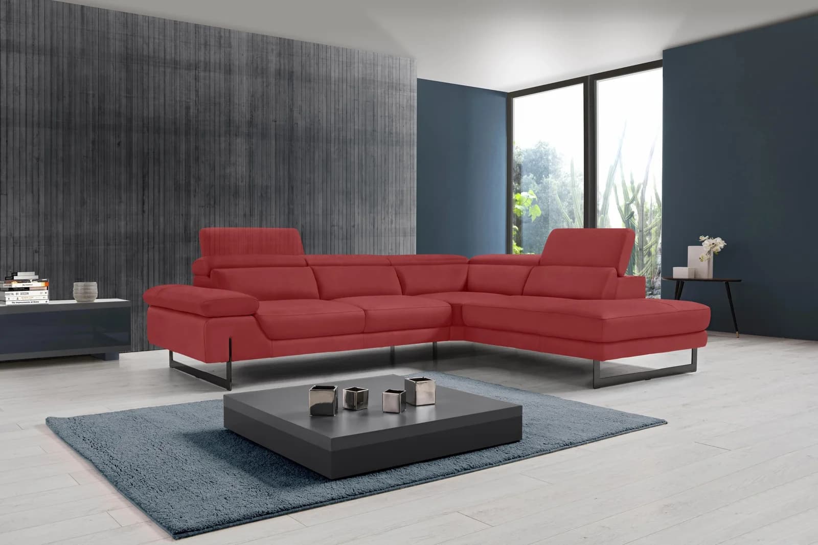 Egoitaliano Ecksofa Queenie L-Form Marsala Luxus-Microfaser