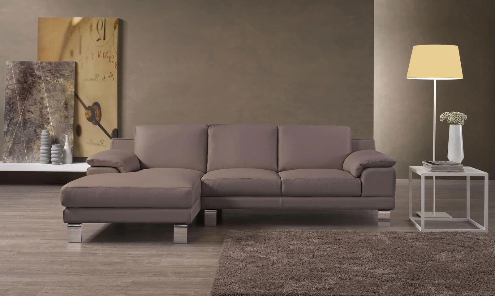 Egoitaliano Ecksofa Shakira Beige Rindsleder