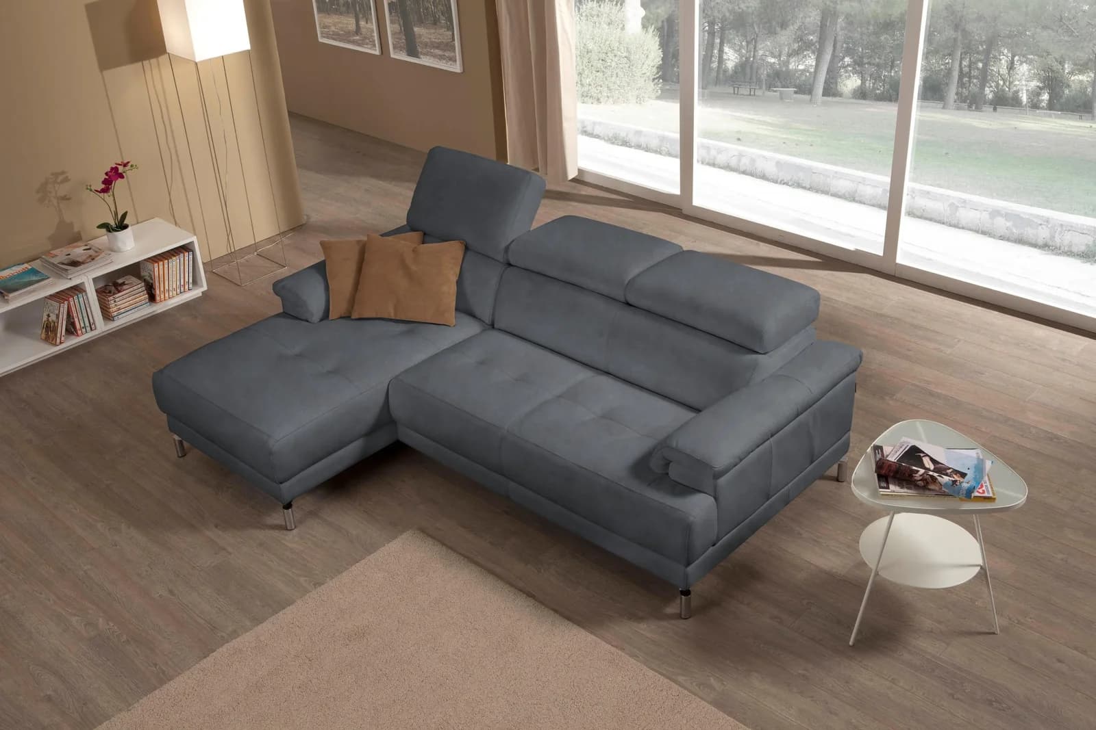 Ecksofa EGOITALIANO Soul L-Form Blau Luxus-Microfaser