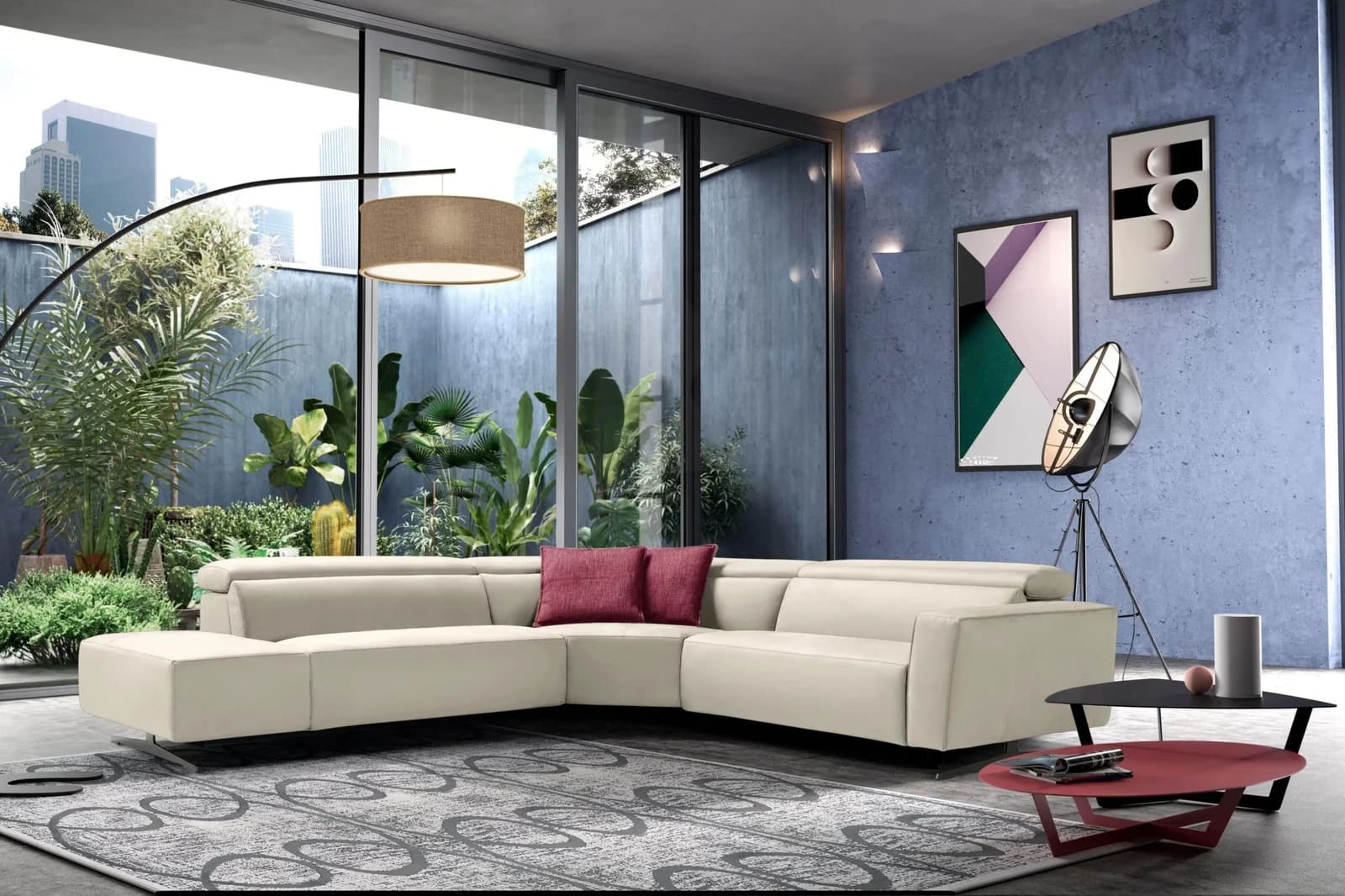Egoitaliano Ecksofa Stefanie-e Designsofa Creme-Weiß 9 Sitzplätze