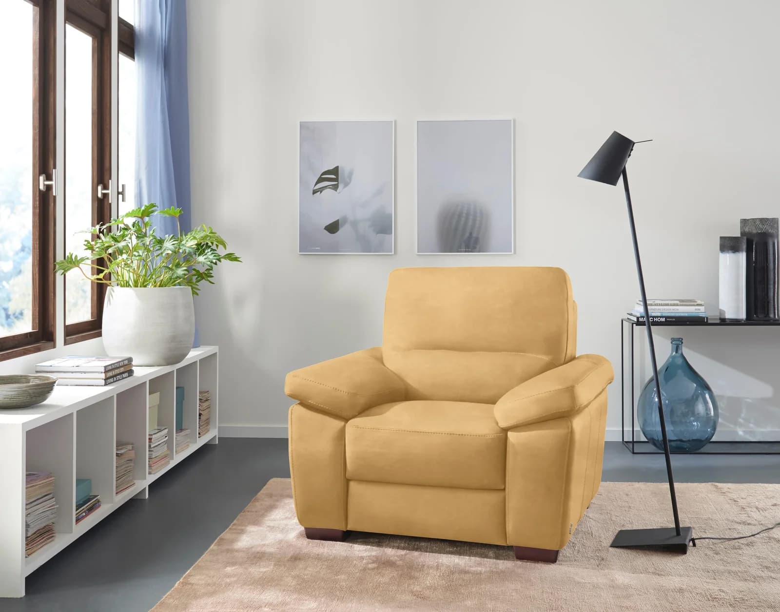 CALIA ITALIA Sessel Gaia Gelb Luxus-Microfaser