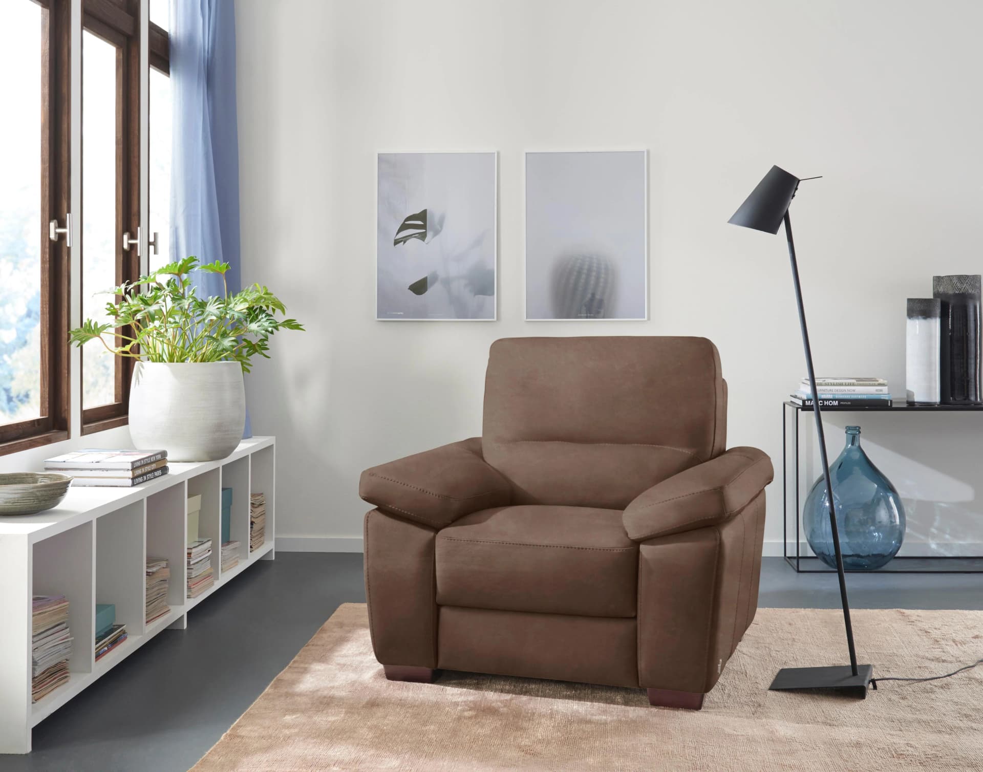 CALIA ITALIA Sessel Gaia Braun Luxus-Microfaser Made in Italy