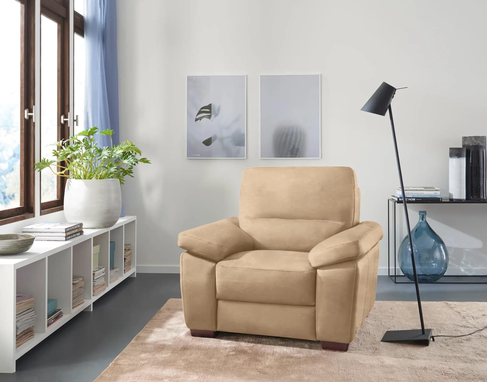 CALIA ITALIA Sessel Gaia Beige Luxus-Microfaser Made in Italy