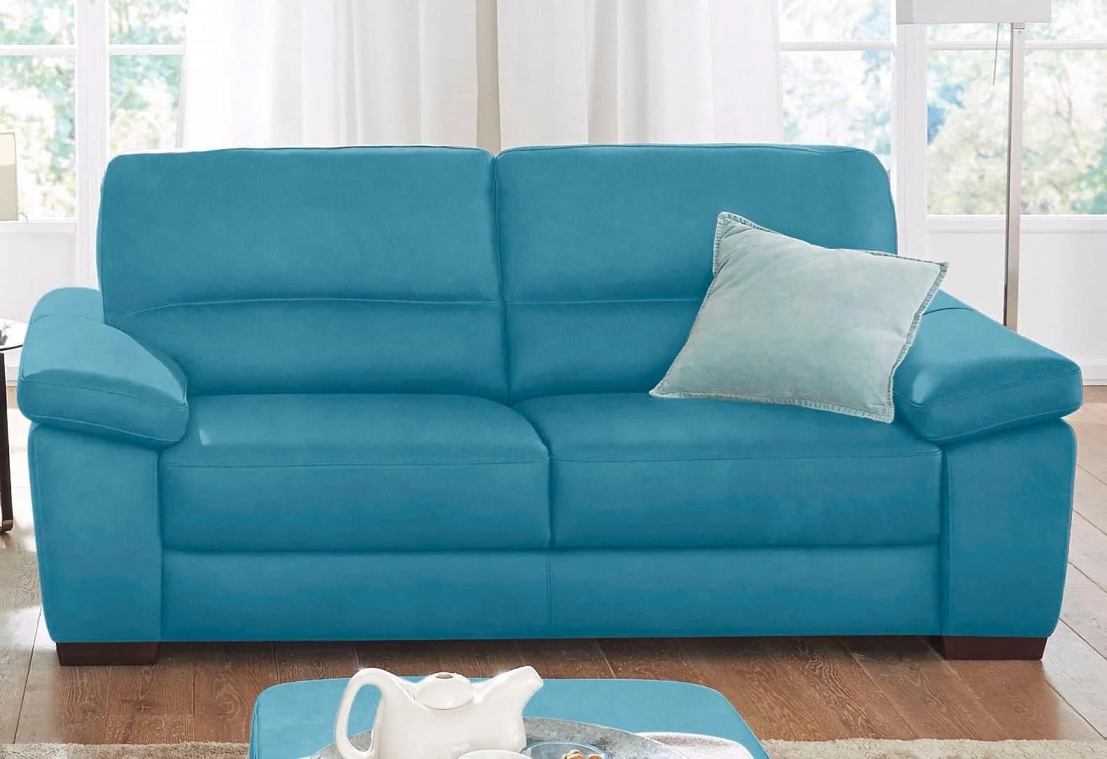 CALIA ITALIA Gaia Sofa 2-Sitzer Turquoise Luxus-Microfaser