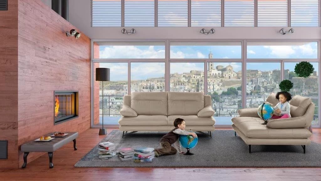Calia Italia Cezanne 2-Sitzer Sofa Beige Leder mit Sitztiefenverstellung