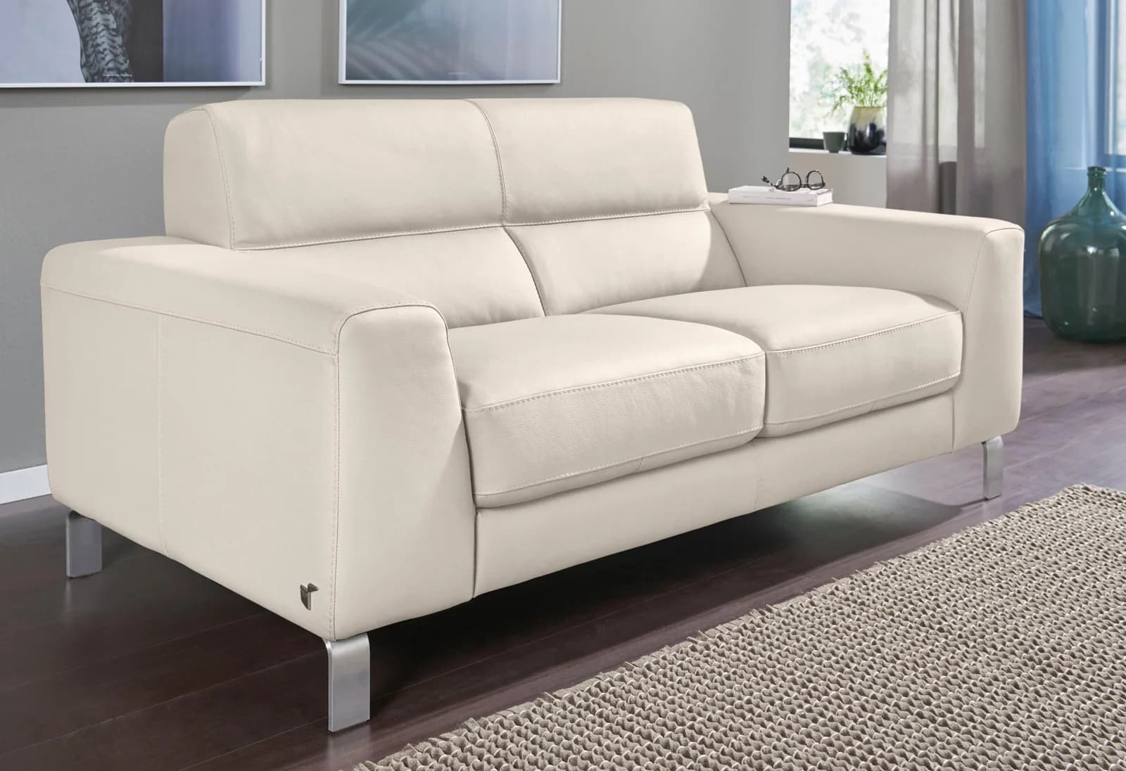 CALIA ITALIA Simon 2,5-Sitzer Ledersofa Beige Italienisches Design