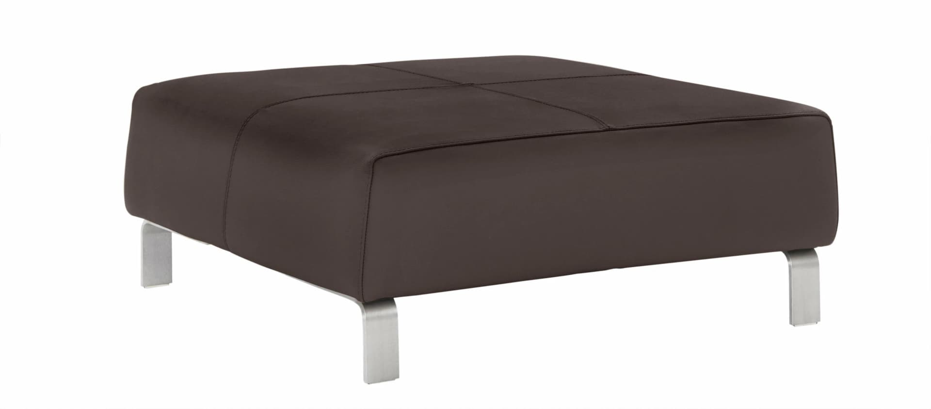 Polsterhocker aus Leder SORRENTO und Leder BULL, braun