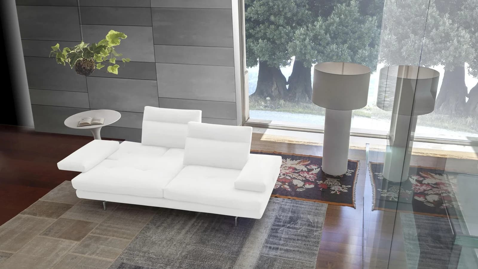 CALIA ITALIA Toby Wing 3-Sitzer Sofa Weiß Leder