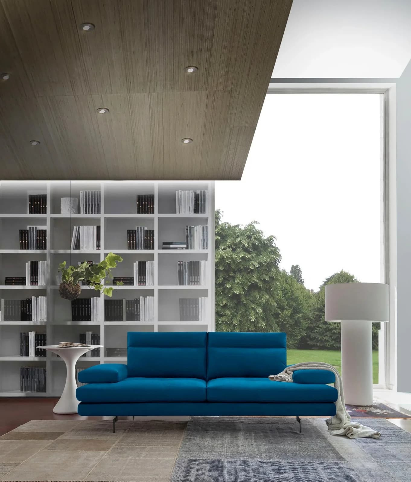CALIA ITALIA Toby Wing 3-Sitzer Designsofa Blau Mikrofaser