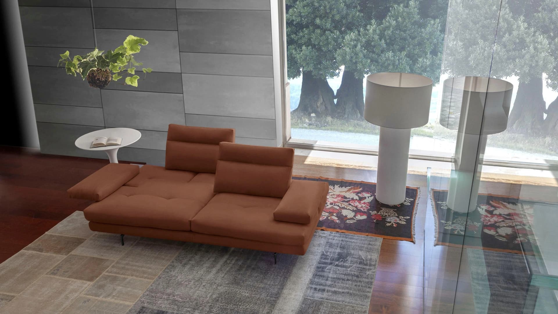 CALIA ITALIA Toby Wing 3,5-Sitzer Designsofa Cognac