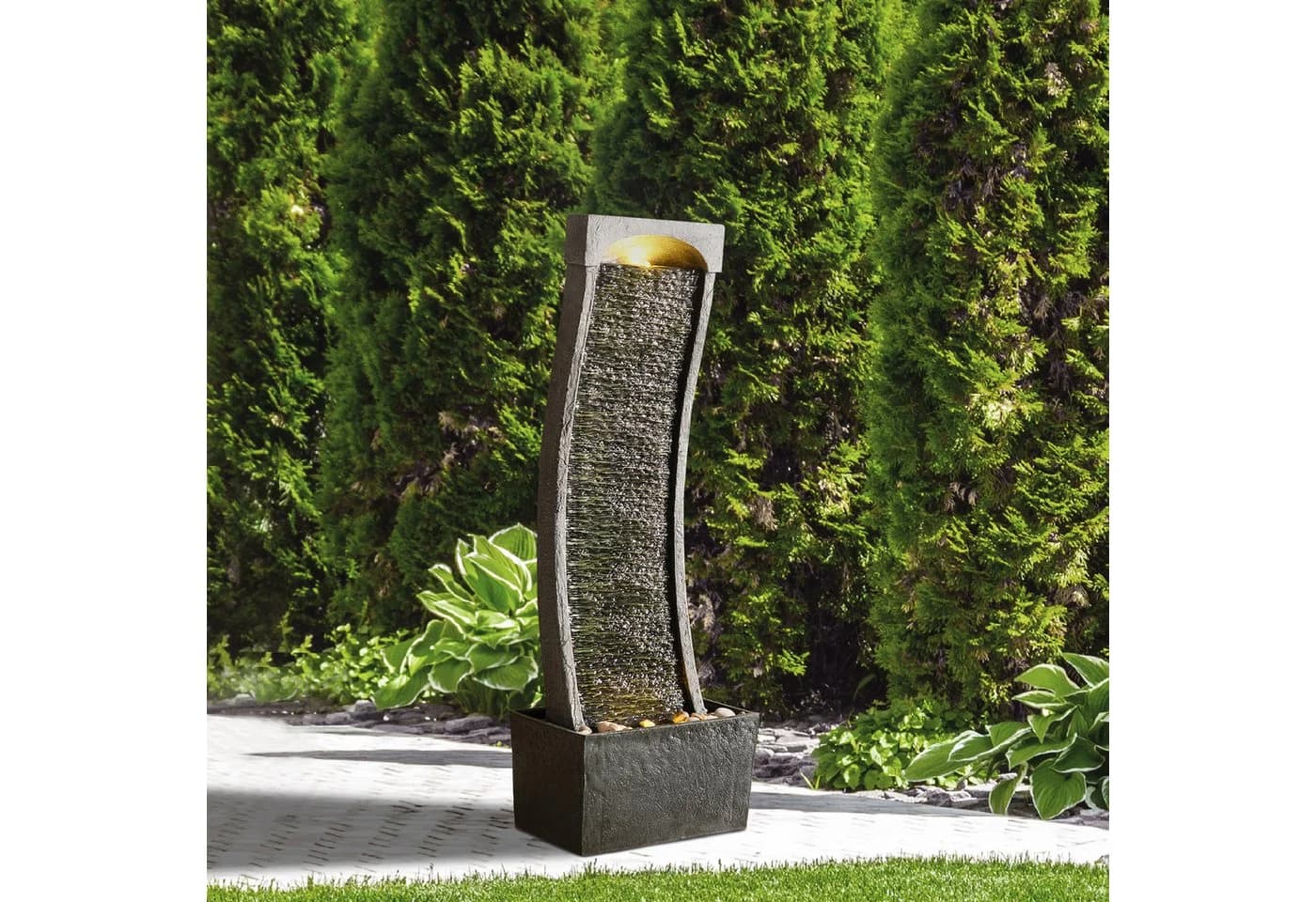 Teamson Home Gartenbrunnen Polyresin Schwarz mit LED-Beleuchtung - Bild 3