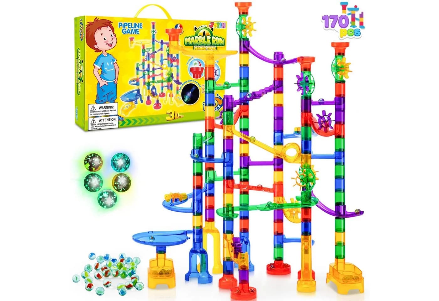 JOYIN 170-teiliges Murmelbahn-Set mit Glasmurmeln - Bild 2