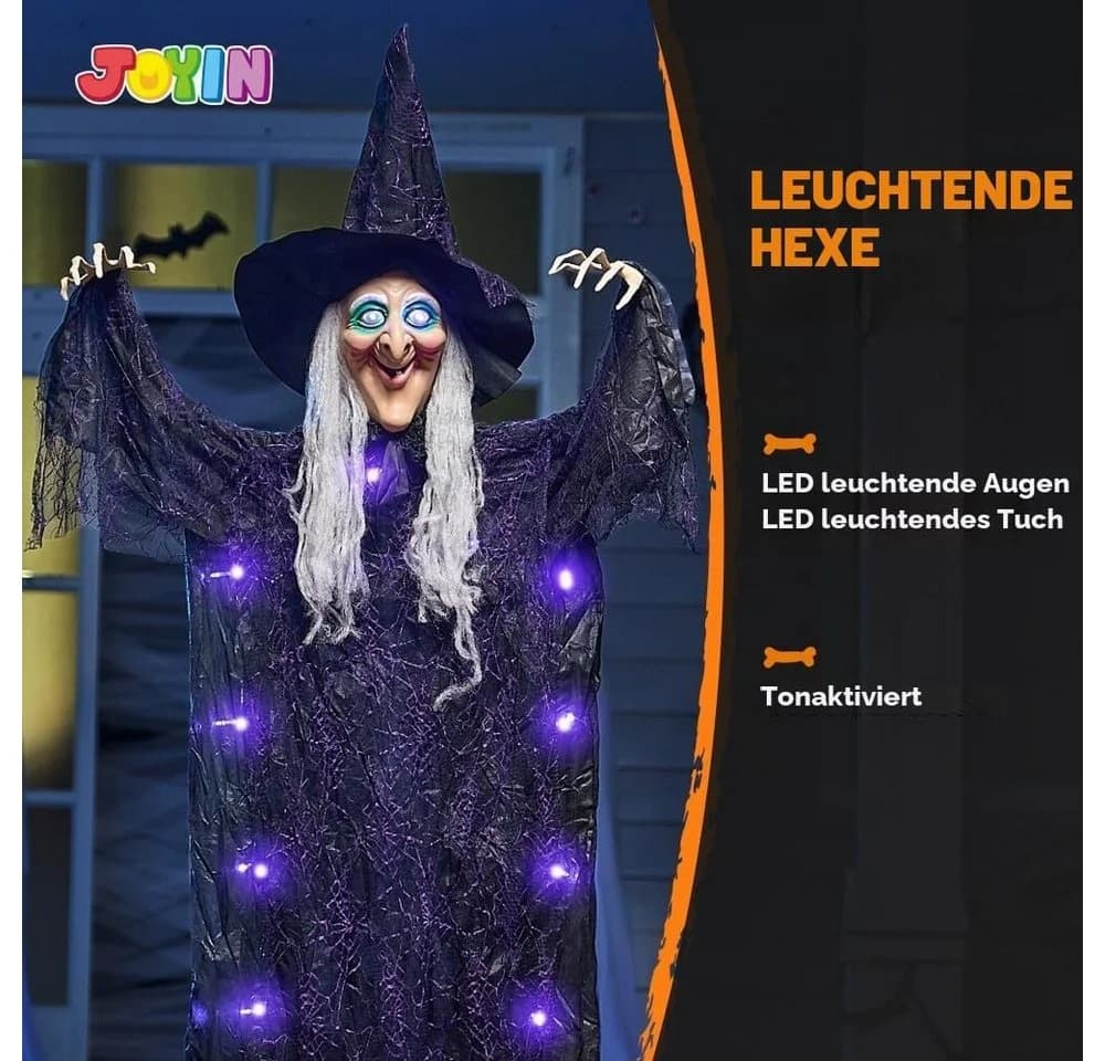 JOYIN Halloween Hängedekoration Hexe 182 cm mit Sound & Licht - Bild 4