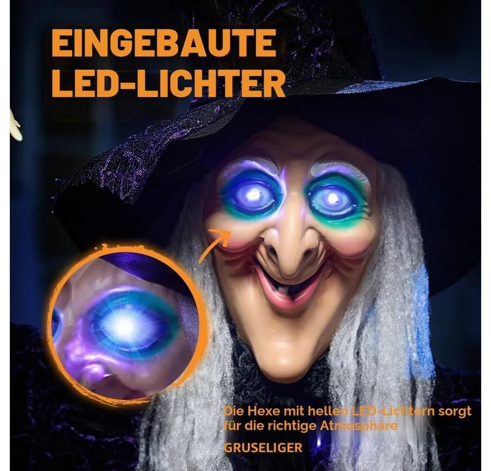 JOYIN Halloween Hängedekoration Hexe 182 cm mit Sound & Licht - Bild 5