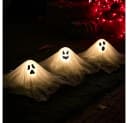 JOYIN 3 Stück Halloween Geist Gartenstecker 38 cm Weiß Beleuchtet Bild 2