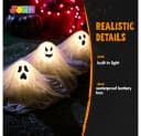 JOYIN 3 Stück Halloween Geist Gartenstecker 38 cm Weiß Beleuchtet Bild 3