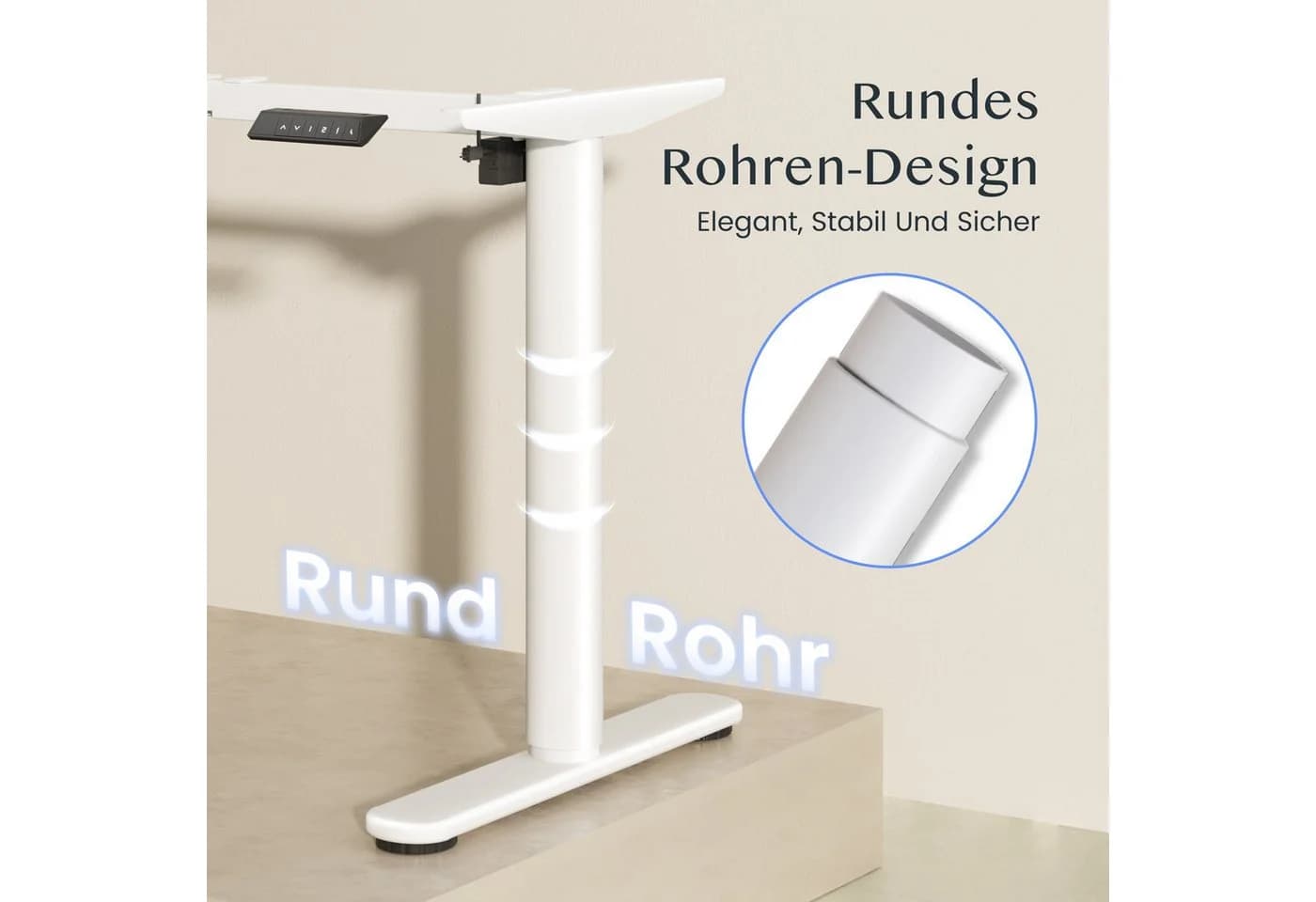 FLEXISPOT Schreibtisch Elektrisch höhenverstellbares Tischgestell Schwarz/Weiß/Grau/Mousse 1-St. mit elegant abgerundeten Tischbeinen - Bild 3