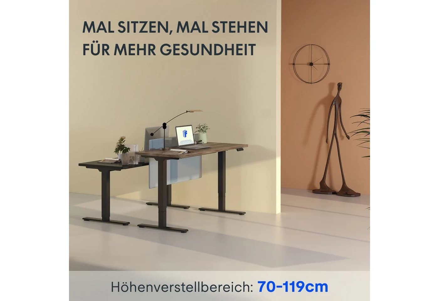 FLEXISPOT Schreibtisch Basic Plus Elektrisch höhenverstellbarer Schreibtisch 2 Motore 2-Fach-Teleskop 4 Höhenspeichertasten 25MM einteilige Tischplatte 120/140/160