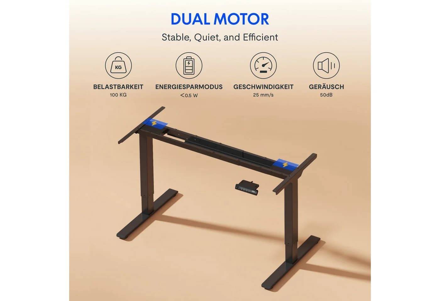 FLEXISPOT Schreibtisch Basic Plus Elektrisch höhenverstellbarer Schreibtisch 2 Motore 2-Fach-Teleskop 4 Höhenspeichertasten 25MM einteilige Tischplatte 120/140/160 - Bild 4