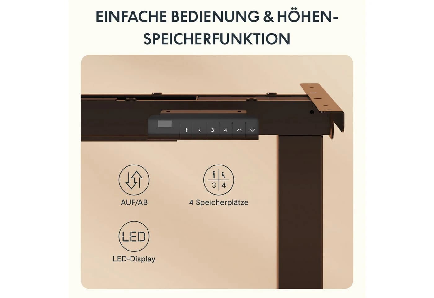 FLEXISPOT Schreibtisch Basic Plus Elektrisch höhenverstellbarer Schreibtisch 2 Motore 2-Fach-Teleskop 4 Höhenspeichertasten 25MM einteilige Tischplatte 120/140/160 - Bild 5