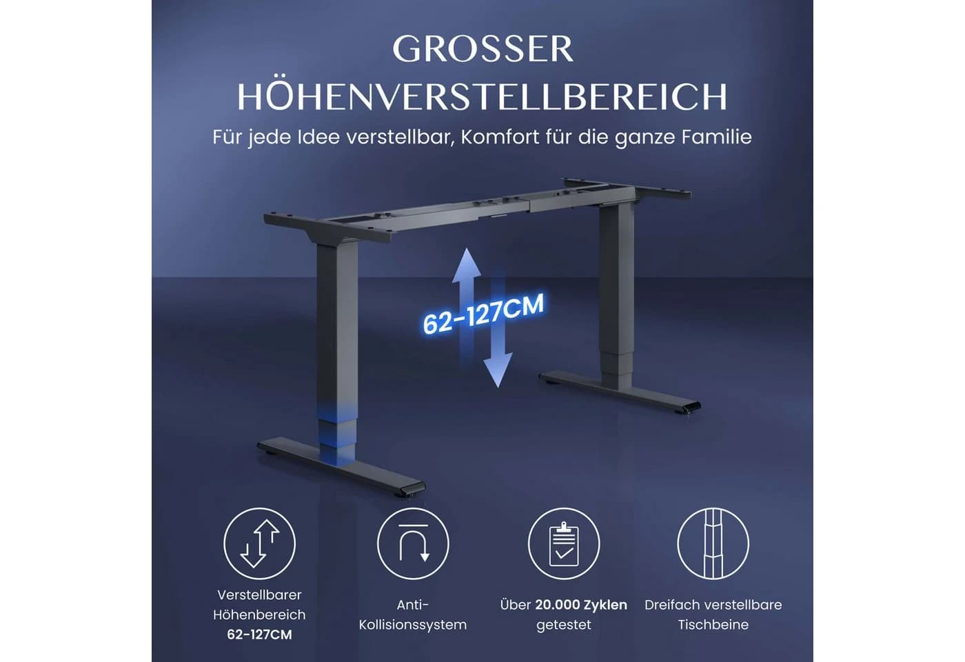 FLEXISPOT EC5 Schreibtisch Elektrisch Höheneinstellbar Grau 160kg - Bild 3